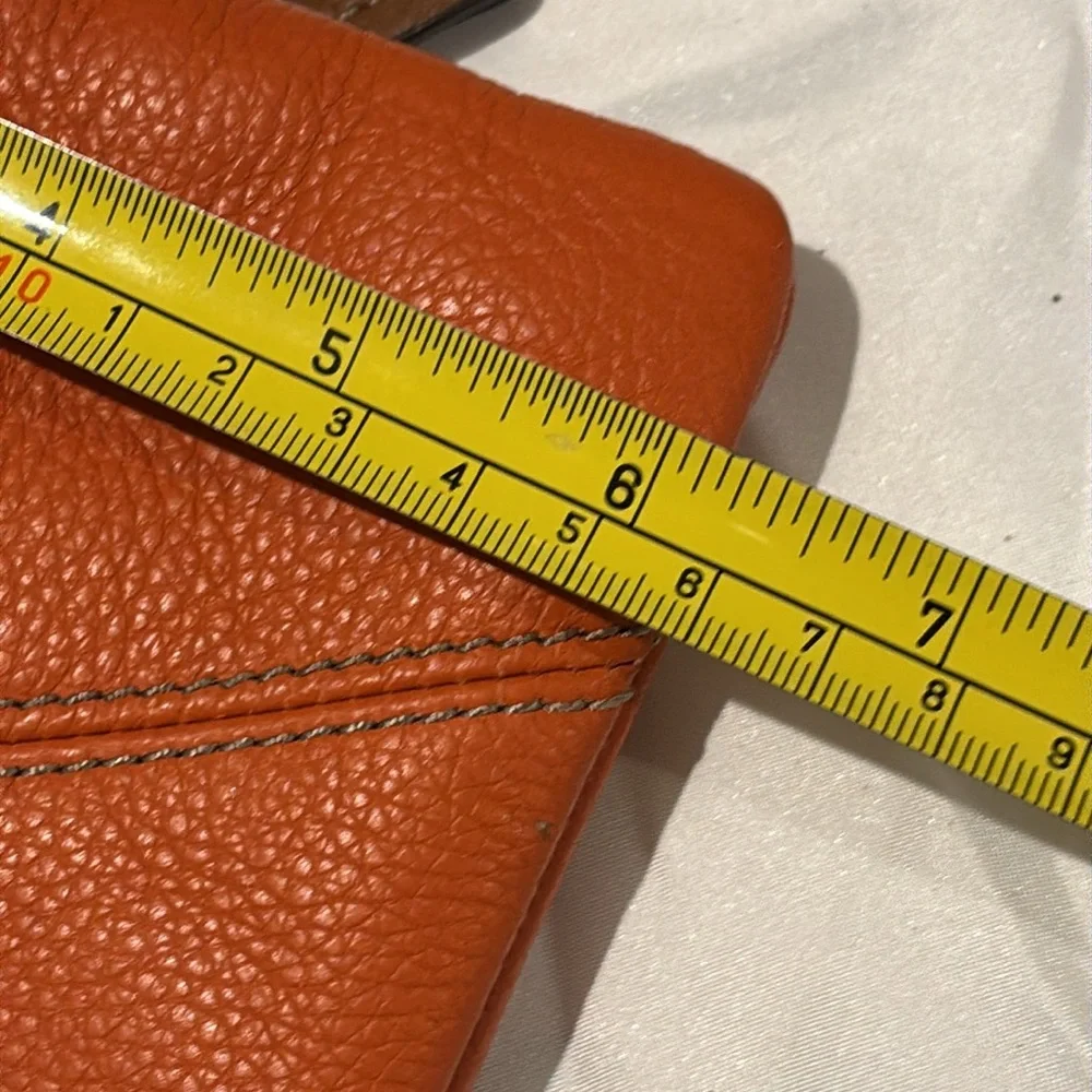 Tignanello Pebble Leather Envelope Flap Crossbody/Clutch-Pumpkin Orange …